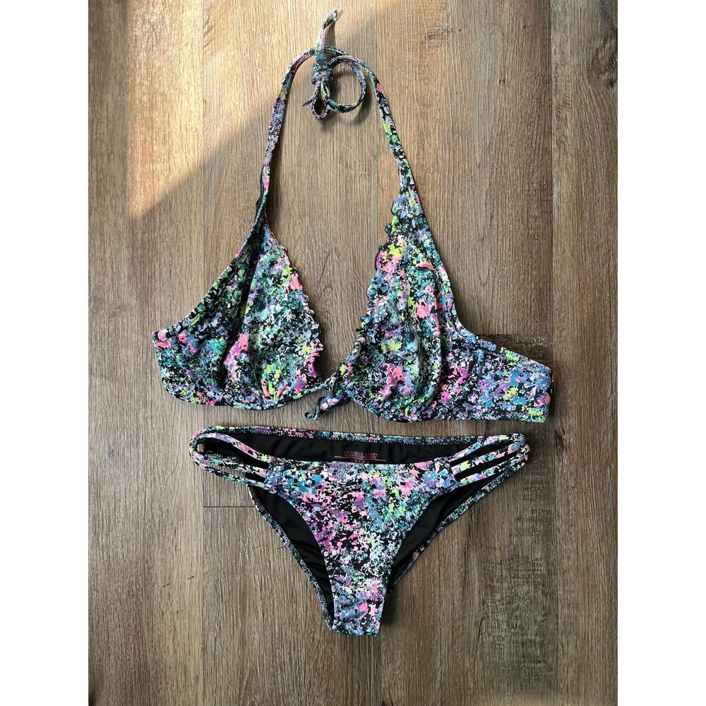 Victorias Secret Paint Splatter Bikini Set (32C Top & S Bottoms)